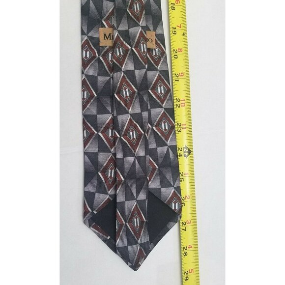Milano Uomo Silk Neck Tie Diamond Geometric Pattern Office Business Attire - Picture 4 of 7
